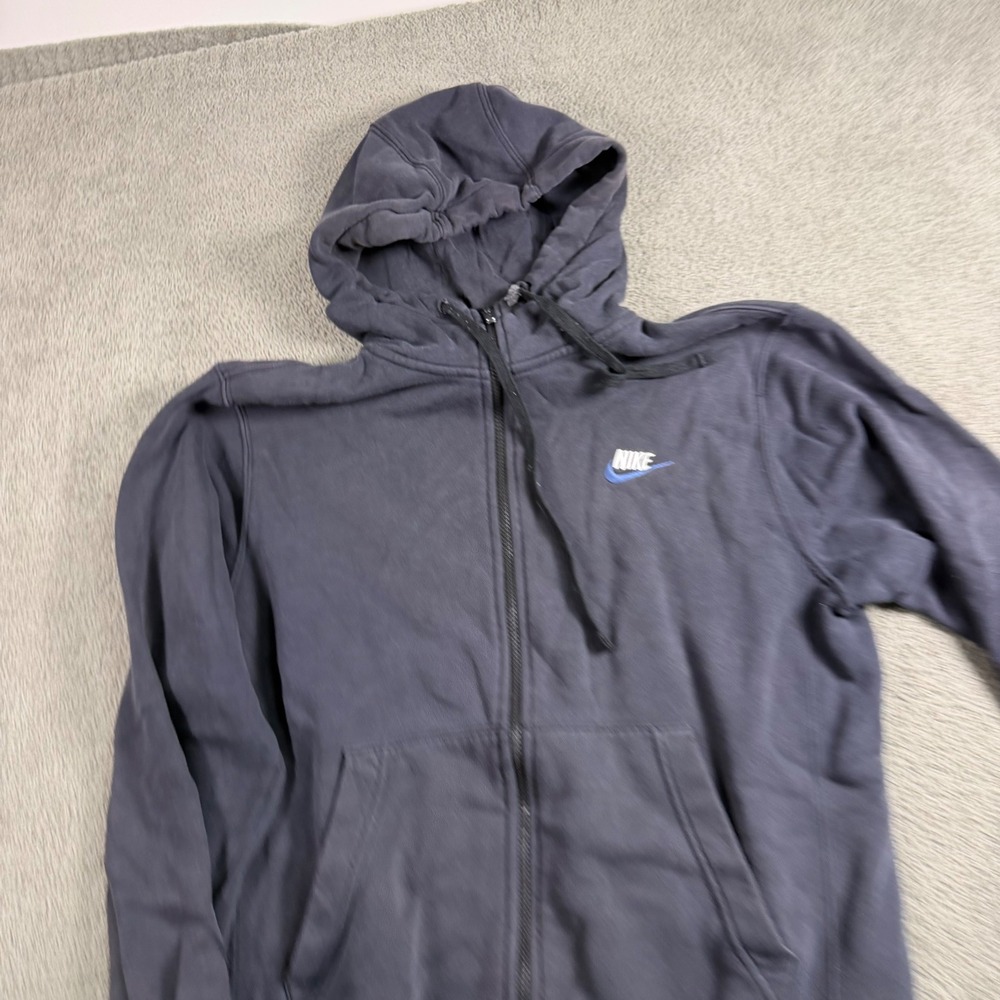 Nike Mens Full Zip Hoodie Faded Black Sportswear Fleece Sweatshirt Small 9535